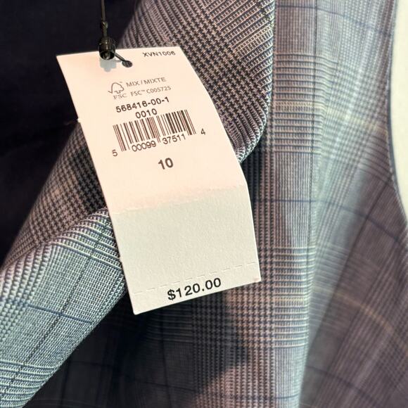 Banana Republic Factory Cowl Neck Midi Dress in Preppy Navy Plaid - size 10 - Picture 5 of 7